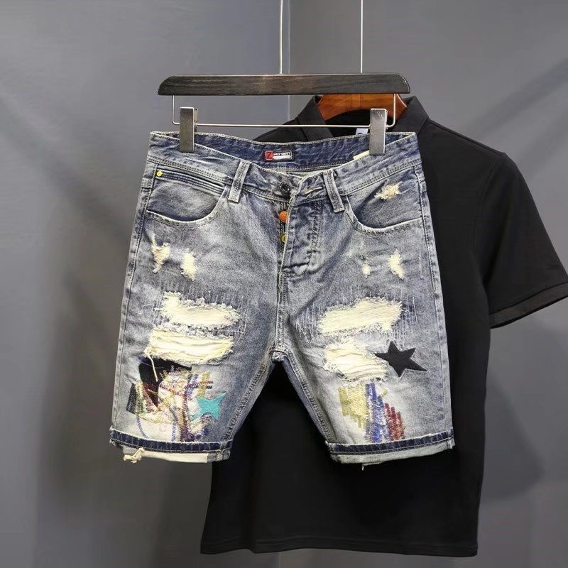 Men Fashion Jeans - กางเกงยีนส์แฟชั่นสำหรับผู้ชาย, กางเกงยีนส์ลำลองขายาวมี celana pendek DENIM คาดเอวสามารถซักได้สำหรับฤดูร้อน