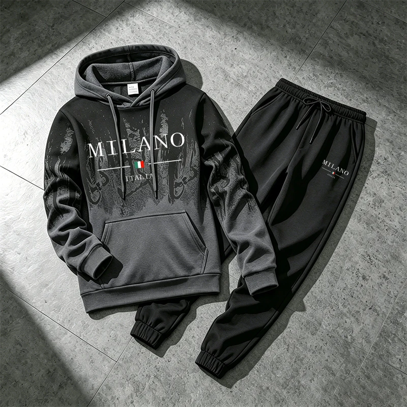 Jogger Sweatpants Men - ชุดวอร์มผู้ชายรุ่นใหม่ปี 2026 เสื้อฮู้ดและกางเกงวอร์ม แฟชั่นอิตาลี ชุดกีฬา 2