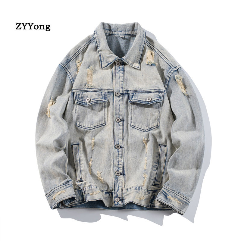 Bomber Jacket Men - ใหม่ BOMBER Ripped DENIM แจ็คเก็ต Jean