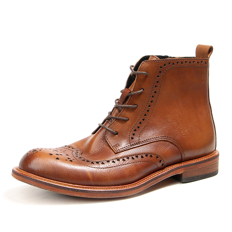 Men Fashion Vintage - Vintage Mensข้อเท้ารองเท้าเชลซีหรูหราของแท้หนัง 2025 ฤดูใบไม้ผลิกลางแจ้งสไตล์อังกฤษแฟชั่นBroguesธุรกิจรองเท้าชาย