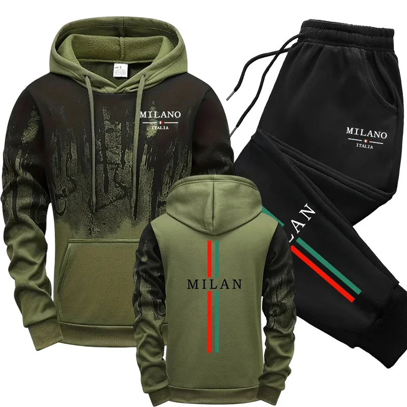 Jogger Sweatpants Men - ชุดวอร์มฤดูใบไม้ร่วง-ฤดูหนาว แฟชั่นอิตาลี เสื้อฮู้ดและกางเกงวอร์ม 2026 ขายดี ชุดผู้ชาย