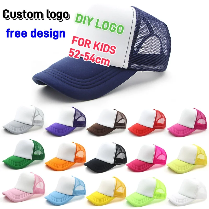 Trucker Hat Cap - เด็กปรับตาข่าย Trucker หมวกโลโก้ที่กําหนดเองบุคลิกภาพ DIY พิมพ์เบสบอลหมวกฤดูร้อน Sun