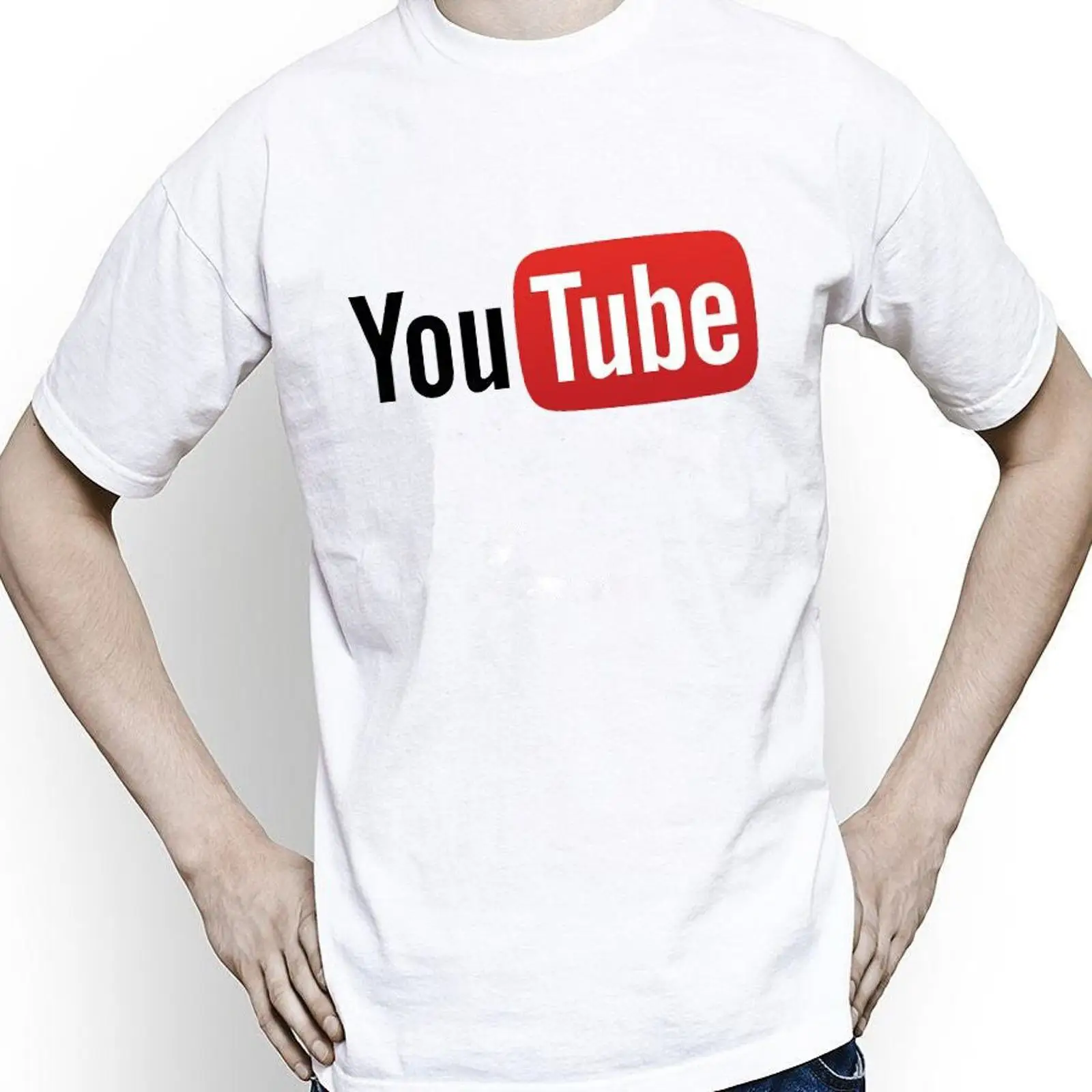 Men Fashion Youtubers - เสื้อยืดลายวิดีโอจากช่อง YOUTUBE สไตล์วินเทจ ผ้าซักแล้ว ยืดได้ ใส่สบาย