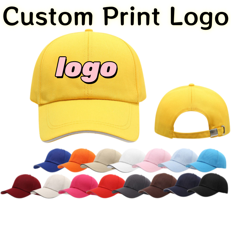 Mens Fashion Caps - หมวกเบสบอลทรงเฉียงหกเหลี่ยม ผ้าฝ้ายแท้ พิมพ์โลโก้ตามสั่ง พร้อมหัวเข็มขัดโลหะ แฟชั่นสำหรับผู้ชายและผู้หญิง หมวกทรงปากเป็ดอเนกประสงค์