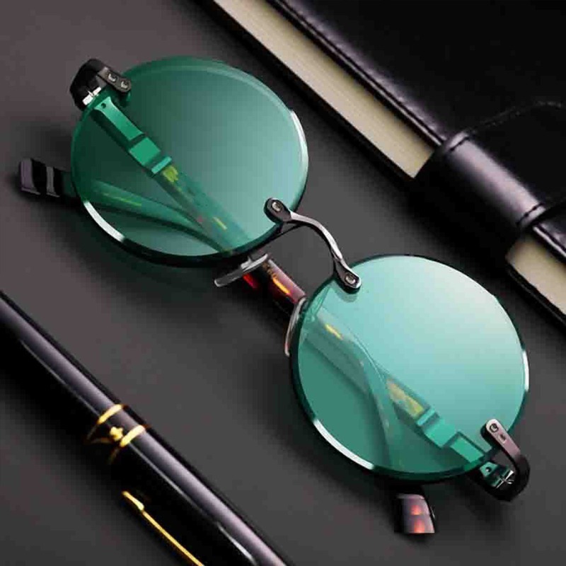 แว่นกันแดดไร้กรอบสไตล์คลาสสิก  - Men'S Fashion Round Glasses บทวิจารณ์และราคา