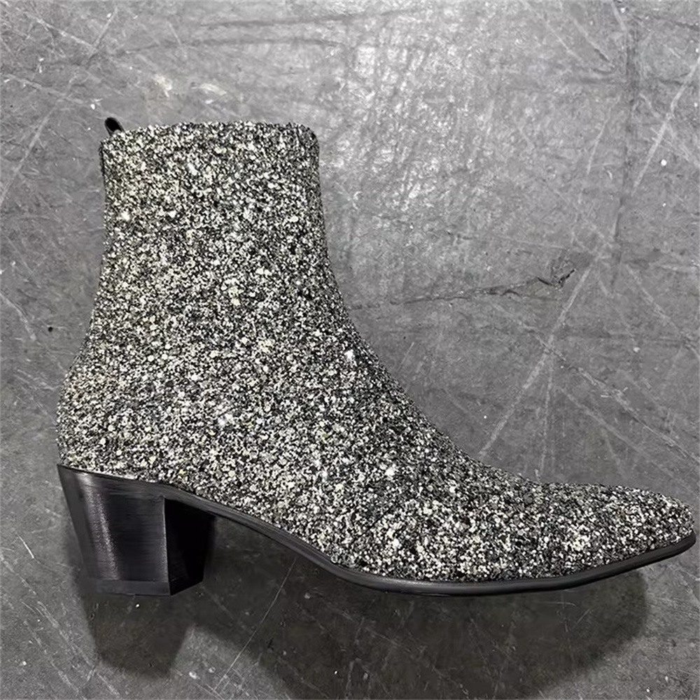 รองเท้าบูทผู้ชายหัวแหลมสีเงินว - Chelsea Boots Men บทวิจารณ์และราคา