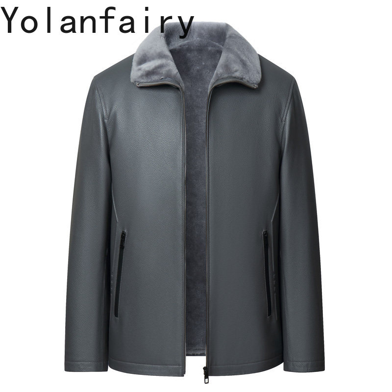 YOLANFAIRY แจ็คเก็ตหนังวัวแท้ร - Men'S Fashion Leather Jacket บทวิจารณ์และราคา