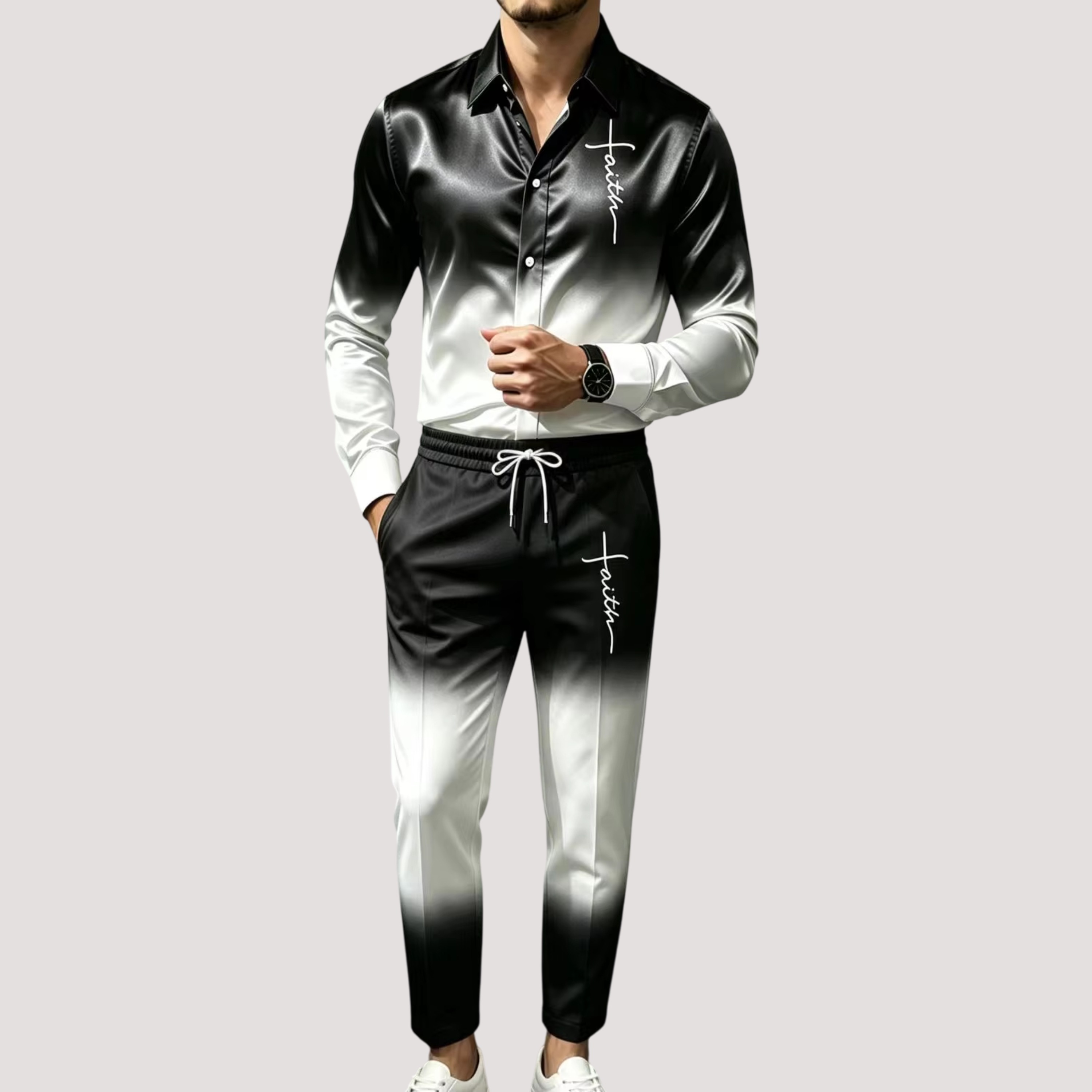 ชุดกีฬาผ้าซาตินไหมสำหรับผู้ชาย - Men'S Fashion Formal บทวิจารณ์และราคา