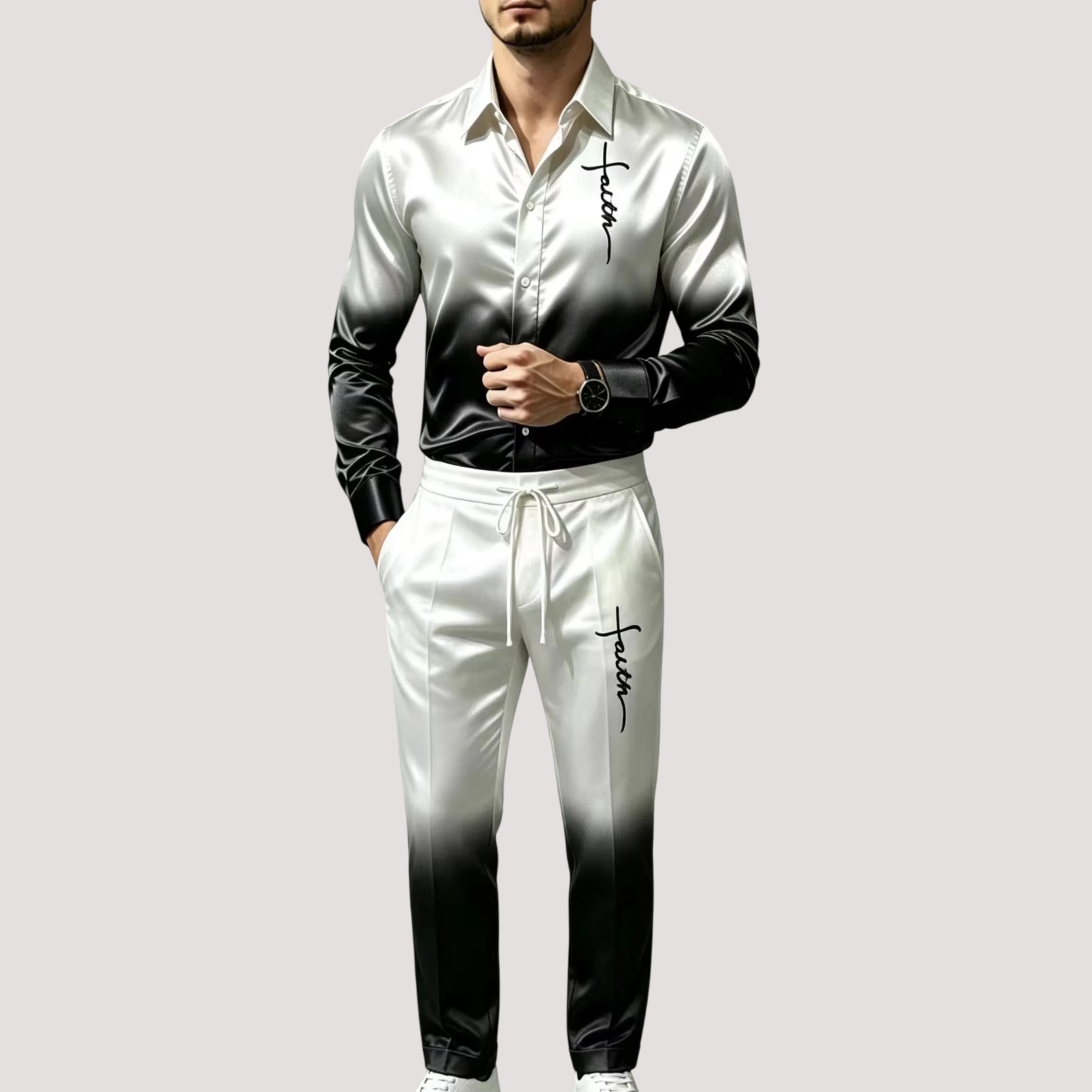 ชุดกีฬาผ้าซาตินไหมสำหรับผู้ชาย - Men'S Fashion Formal บทวิจารณ์และราคา