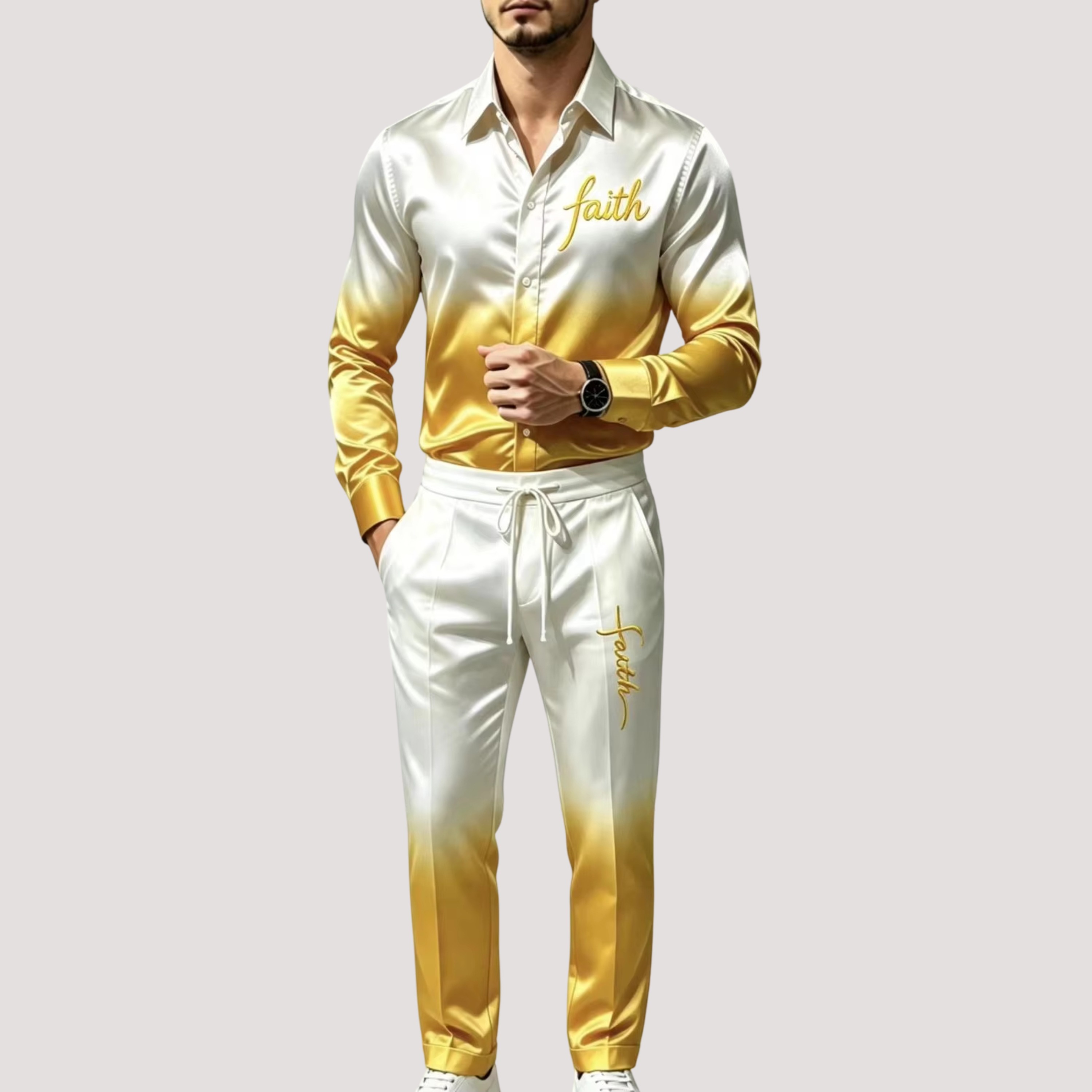 ชุดกีฬาผ้าซาตินไหมสำหรับผู้ชาย - Men'S Fashion Formal บทวิจารณ์และราคา