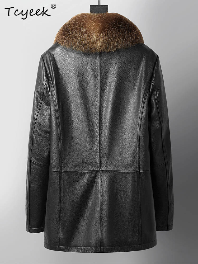เสื้อโค้ทขนแรคคูนแท้ Tcyeek สำ - Men'S Fashion Leather Jacket บทวิจารณ์และราคา