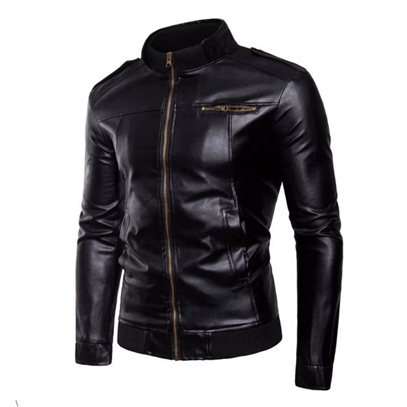 ฤดูใบไม้ผลิฤดูใบไม้ร่วงผู้ชาย  - Men'S Fashion Leather Jacket บทวิจารณ์และราคา