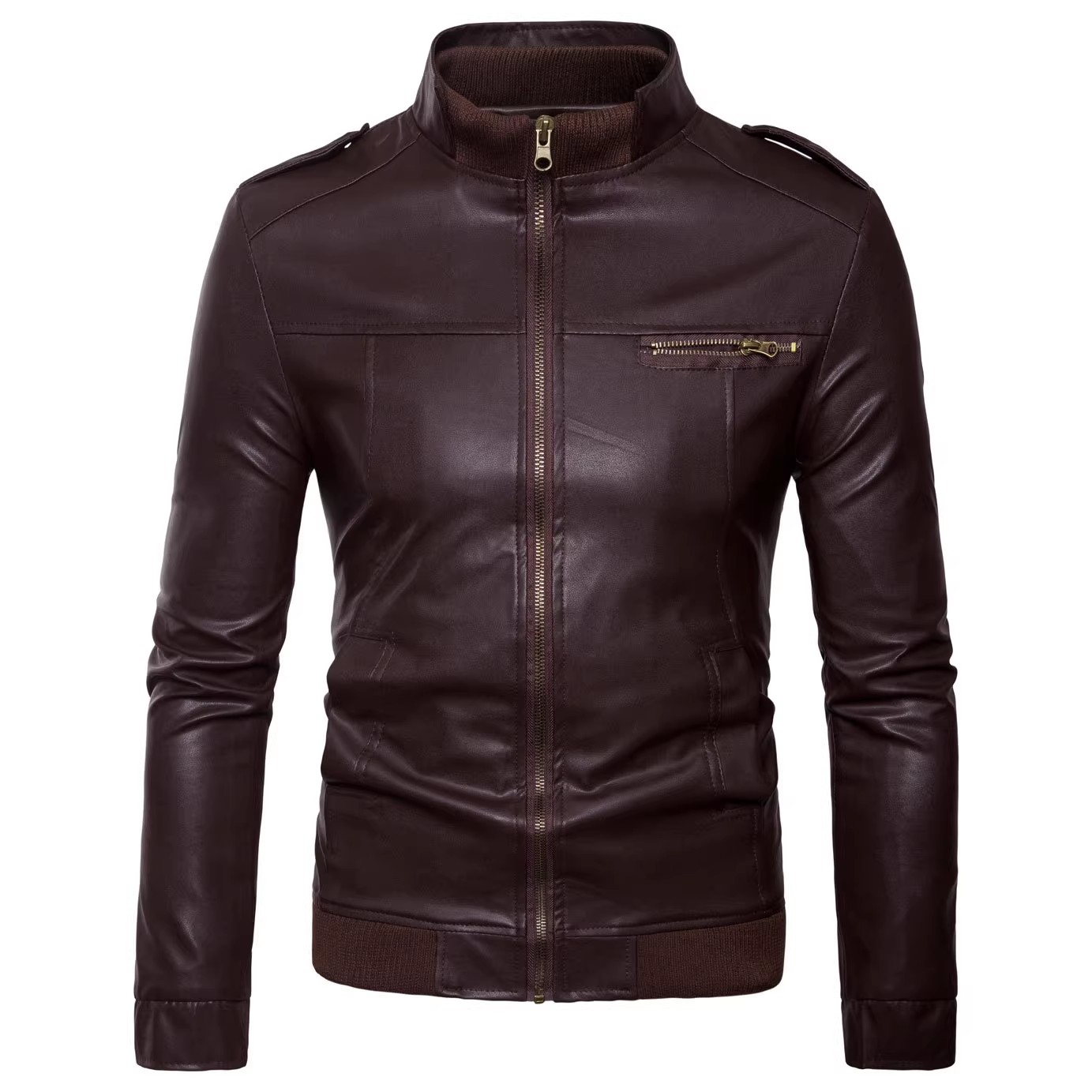 ฤดูใบไม้ผลิฤดูใบไม้ร่วงผู้ชาย  - Men'S Fashion Leather Jacket บทวิจารณ์และราคา