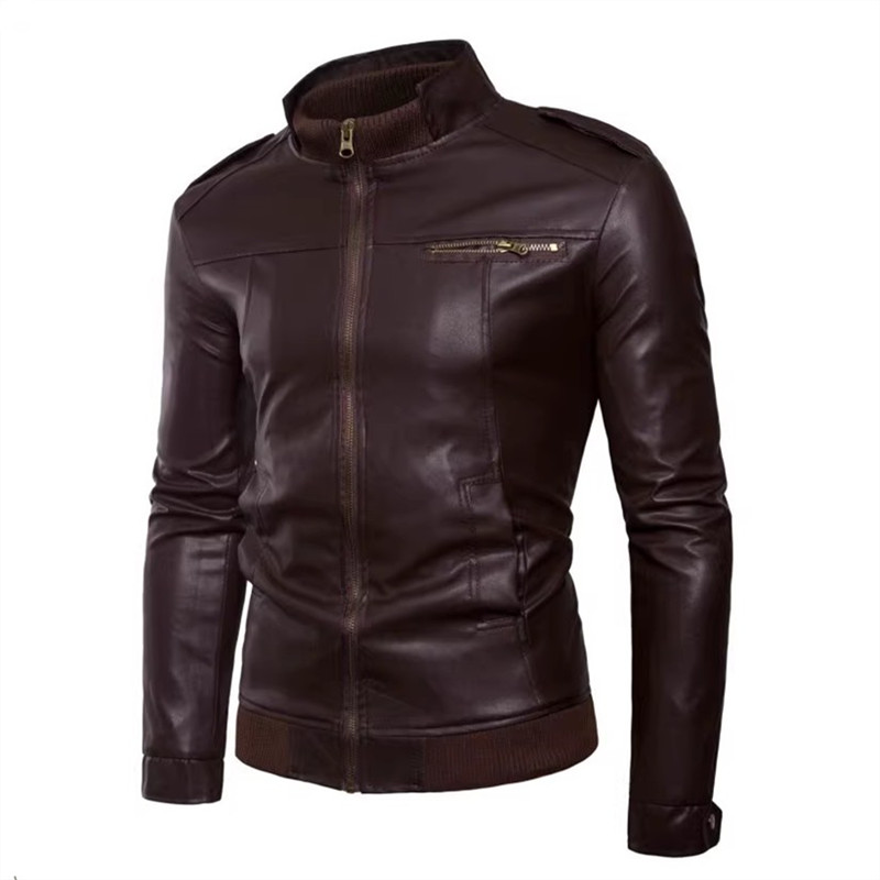 ฤดูใบไม้ผลิฤดูใบไม้ร่วงผู้ชาย  - Men'S Fashion Leather Jacket บทวิจารณ์และราคา