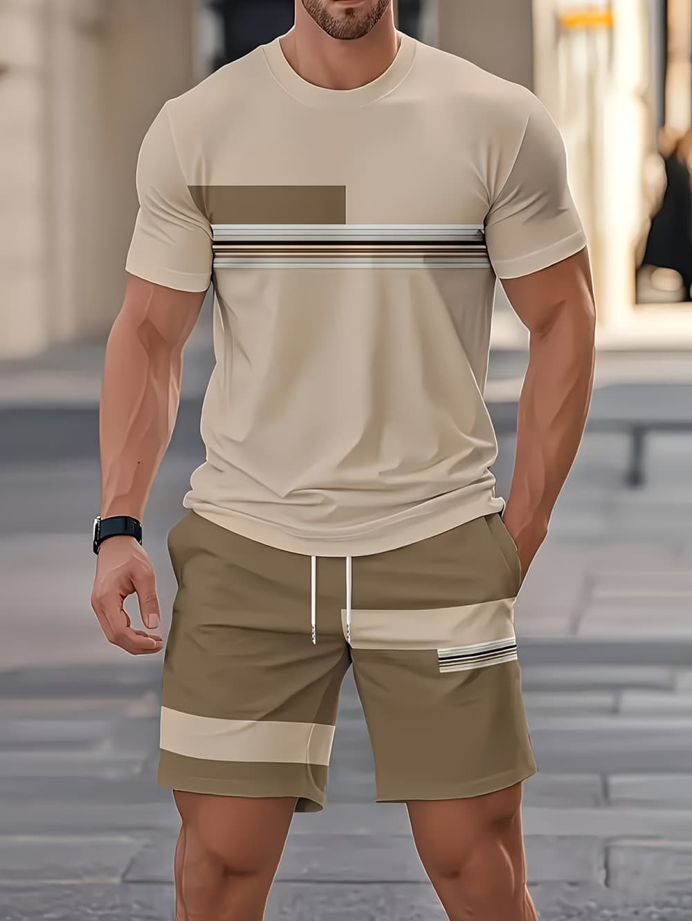 ชุดฤดูร้อนผู้ชายลายทาง 3 มิติ  - Men'S Fashion Formal บทวิจารณ์และราคา