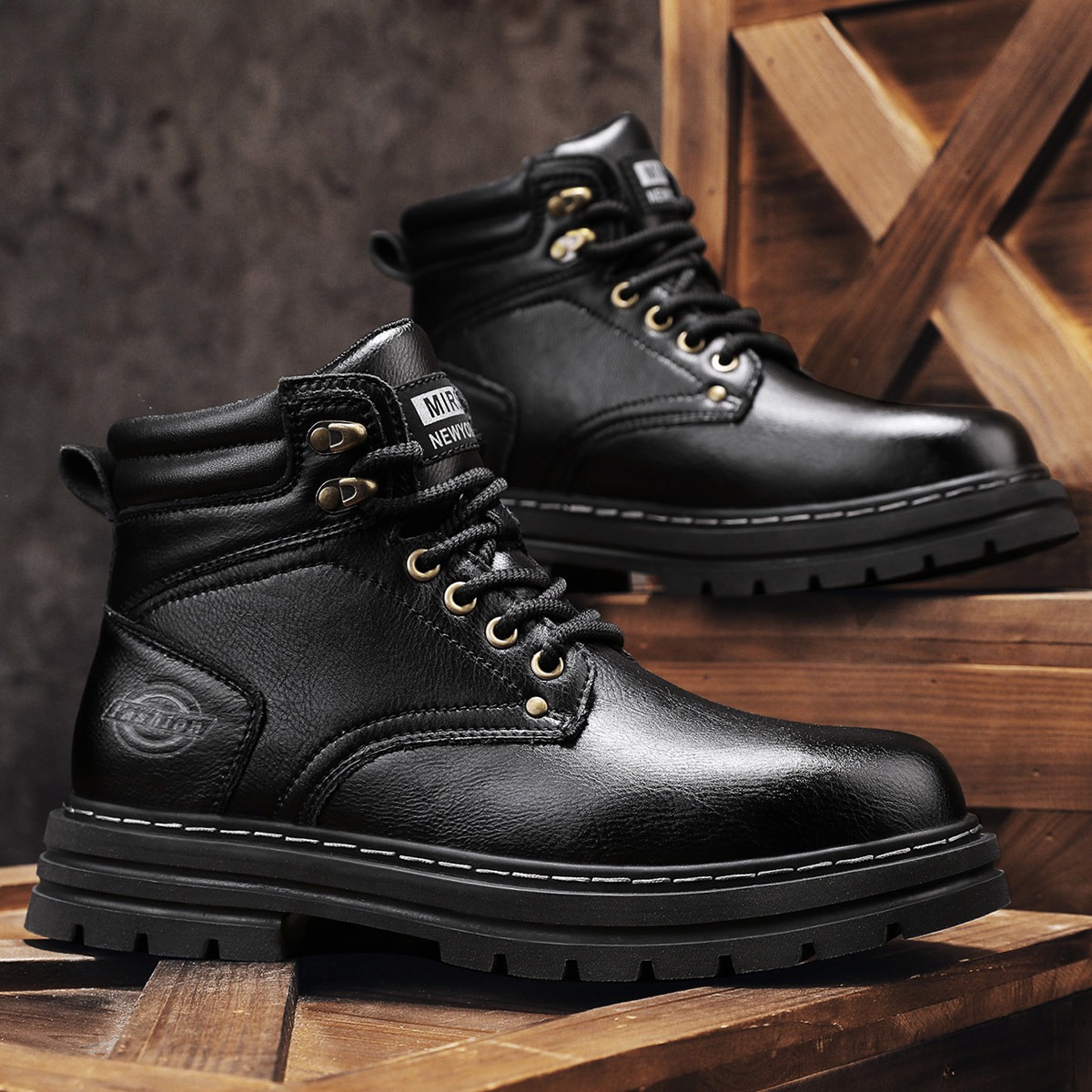 รองเท้าบูททำงานหุ้มข้อสไตล์วิน - Men Fashion Vintage บทวิจารณ์และราคา