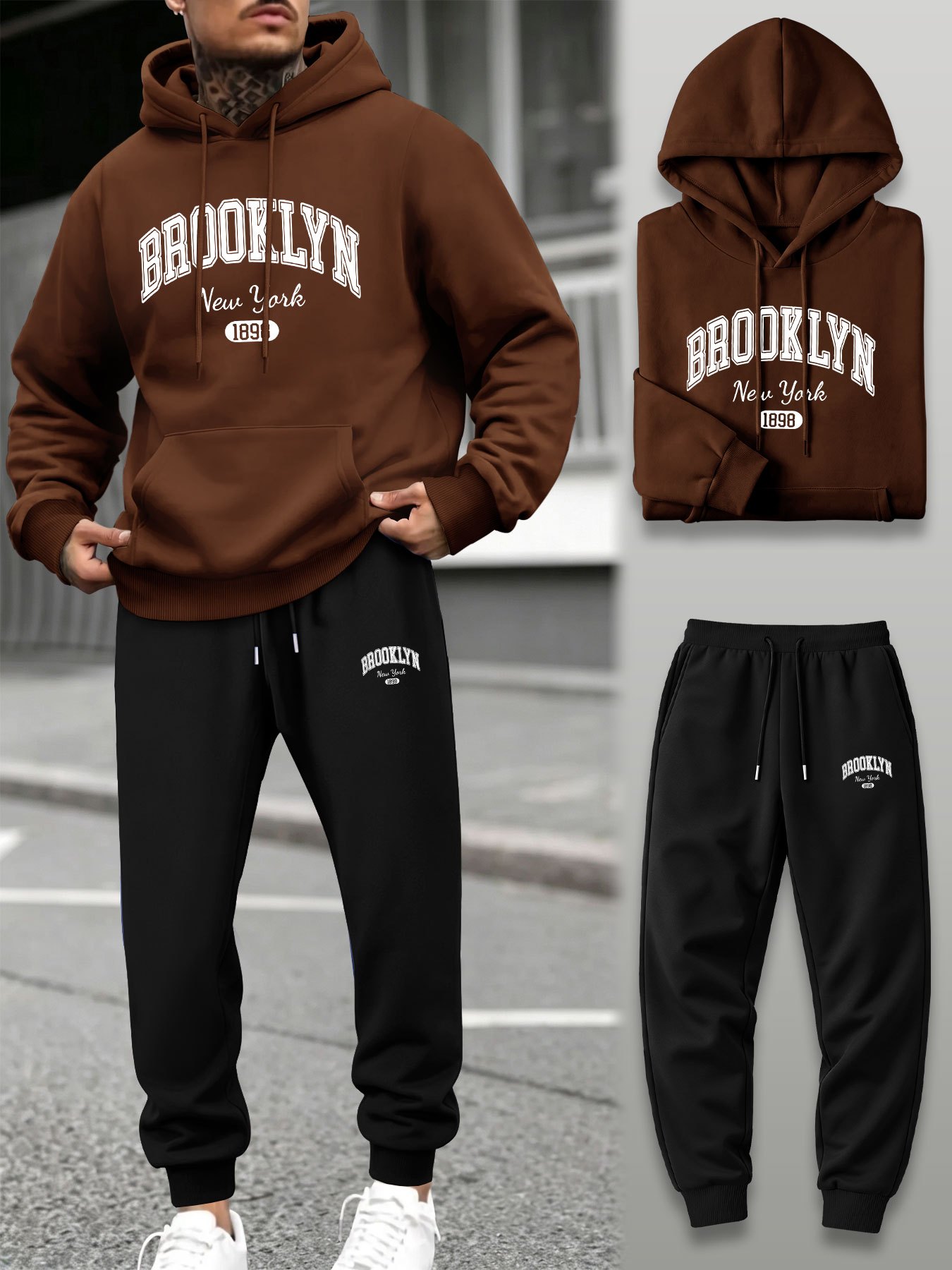ชุดเซ็ตเสื้อฮู้ดและกางเกงจ็อกเ - Jogger Sweatpants Men บทวิจารณ์และราคา