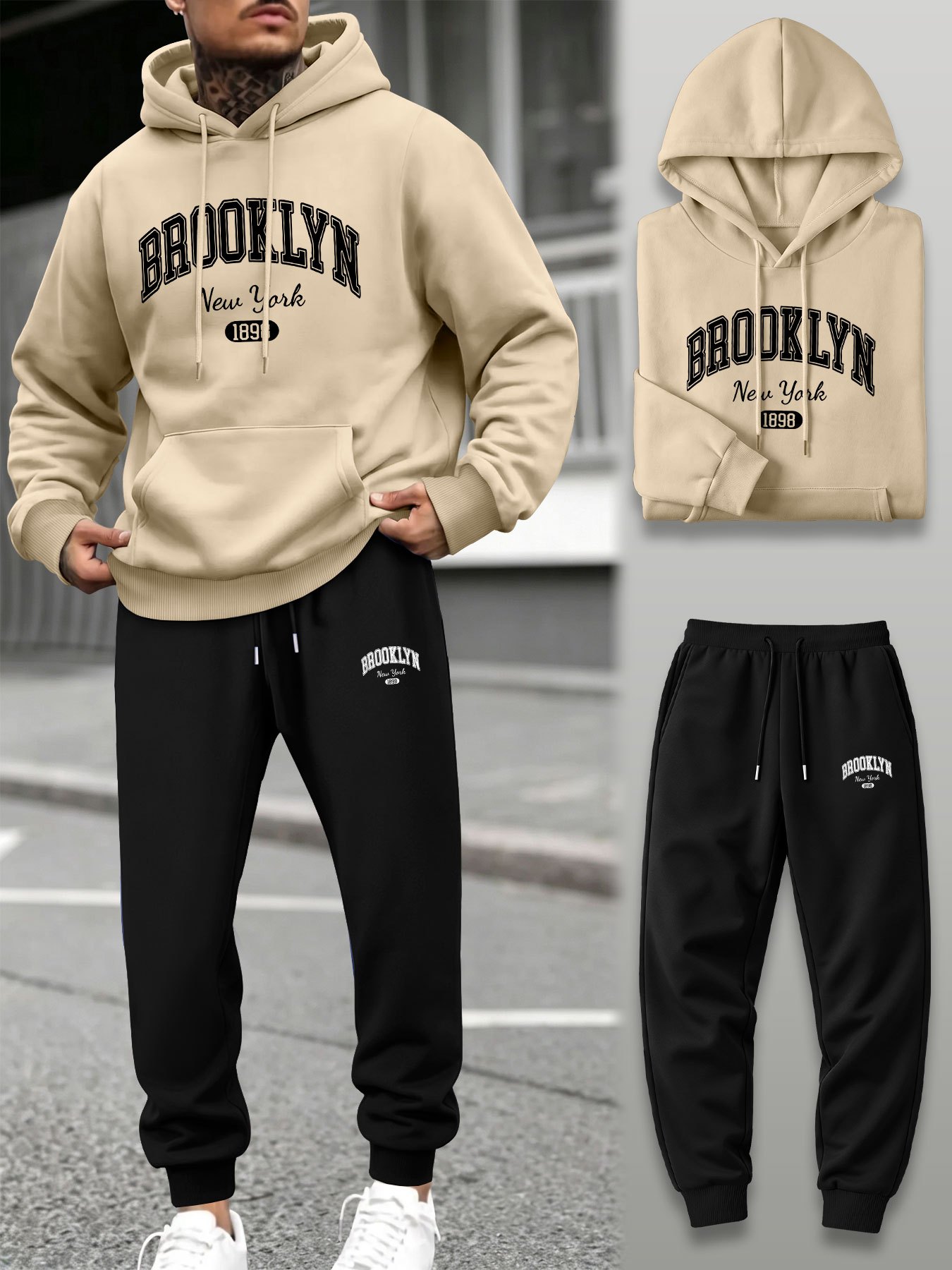 ชุดเซ็ตเสื้อฮู้ดและกางเกงจ็อกเ - Jogger Sweatpants Men บทวิจารณ์และราคา