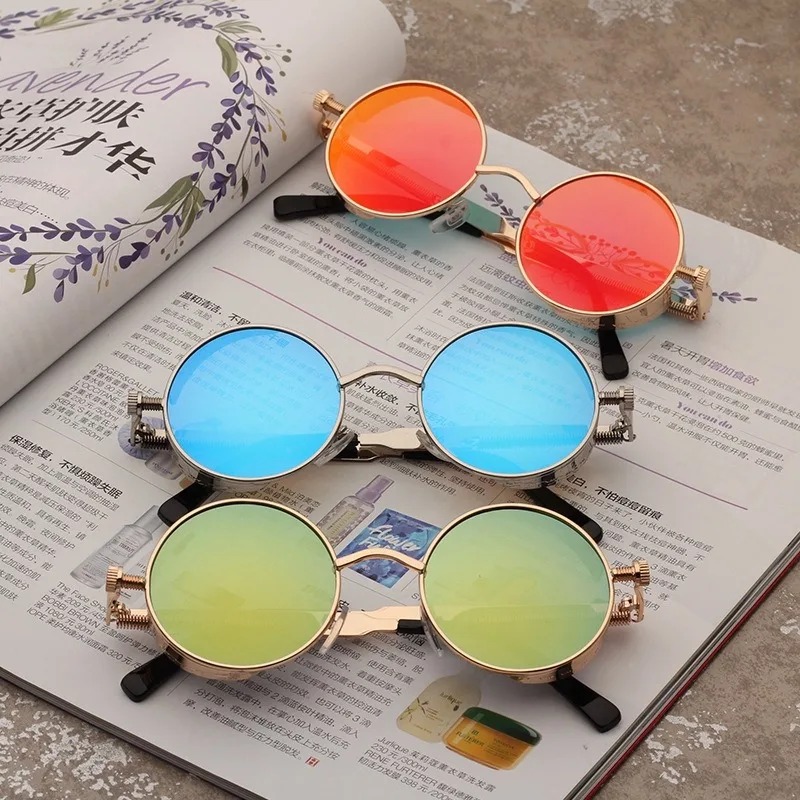 แว่นกันแดดสไตล์สตีมพังค์โลหะให - Men'S Fashion Round Glasses บทวิจารณ์และราคา