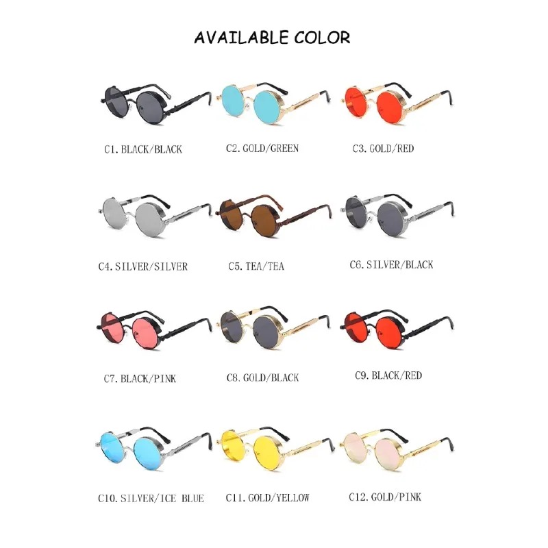 แว่นกันแดดสไตล์สตีมพังค์โลหะให - Men'S Fashion Round Glasses บทวิจารณ์และราคา
